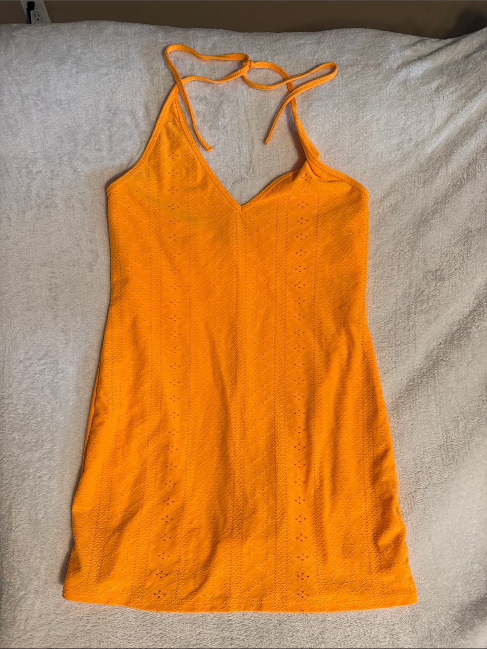 wild fable Orange Halter Eyelet Knit Swim Cover-Up